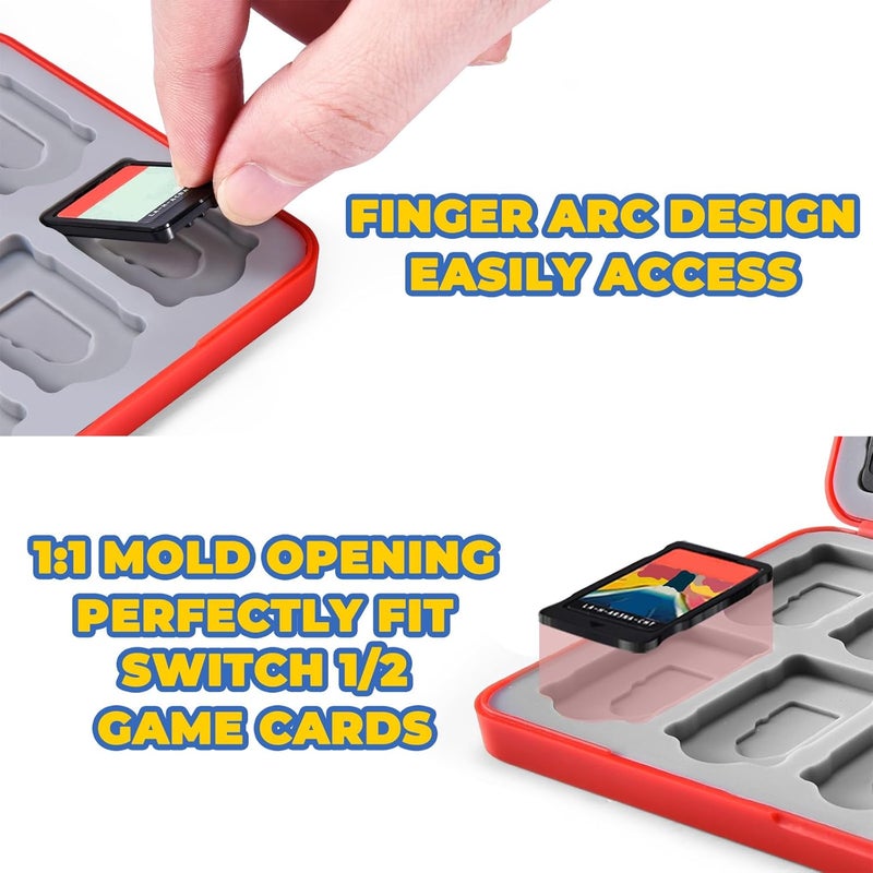 FUNLAB Switch 2 Game Case for Nintendo Switch2/OLED/LITE Games & Micro SD Cards, Switch2 Game Card Holder Cartridge Case with 24 Game Card Storage - Red - Image 3